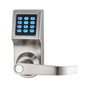 haifuan d6300 bluetooth digital door lock, satin nickel,open by card,code,key& app, compatible with alexa via gateway (hfad6300b-r)