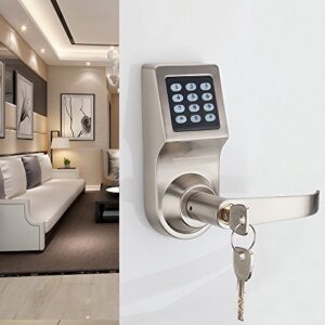 HAIFUAN D6300 Bluetooth Digital Door Lock, Satin Nickel,Open by Card,Code,Key& APP, Compatible with Alexa via Gateway (HFAD6300B-R)