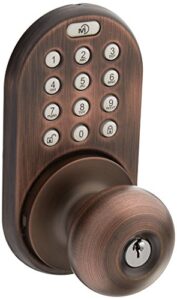 milocks xkk-02ob digital door knob lock with keyless entry via remote control and keypad code for interior doors – (oil-rubbed bronze)