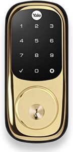 yale touchscreen electronic deadbolt with z-wave, polished brass (yrd220-zw-605), works with alexa via smartthings or wink