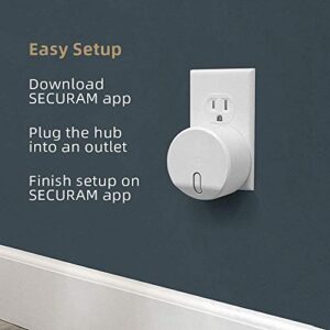 SECURAM Smart Hub, Wi-Fi Bridge for SECURAM Touch Smart Lock Deadbolt with Fingerprint for Remote and Voice Control, Works with iOS and Android