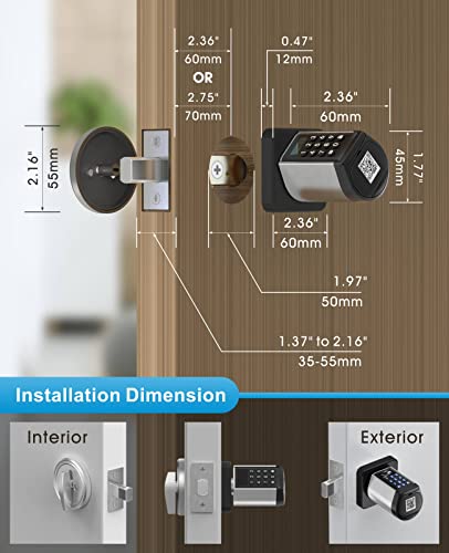 WELOCK Safer Keyless Entry Door Lock Deadbolt, Smart Bluetooth Locks Deadbolt Digital Electric Door Lock with Keypad APP Control IC Card Mechanical Key, Easy to Install