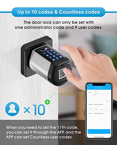 WELOCK Safer Keyless Entry Door Lock Deadbolt, Smart Bluetooth Locks Deadbolt Digital Electric Door Lock with Keypad APP Control IC Card Mechanical Key, Easy to Install