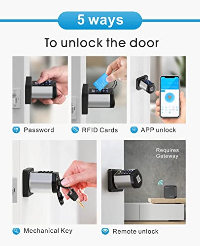 WELOCK Safer Keyless Entry Door Lock Deadbolt, Smart Bluetooth Locks Deadbolt Digital Electric Door Lock with Keypad APP Control IC Card Mechanical Key, Easy to Install