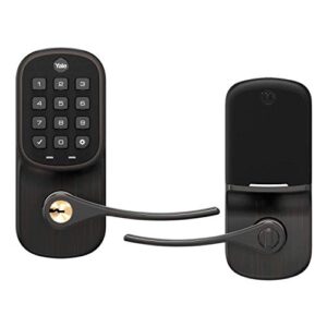 yale assure lever – z-wave smart door lever for keyless access (for doors with no deadbolt) – works with ring alarm, samsung smartthings and more – bronze