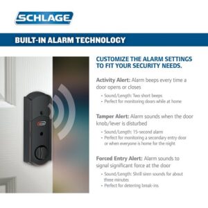 SCHLAGE FE469NX ACC 716 CAM Right Hand Touchscreen Deadbolt with Alarm, Aged Bronze