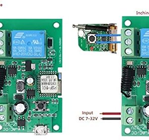 MHCOZY Updated WiFi Wireless Smart Switch Inching Self-Locking Relay Module,Set Inching Time from 0.5 Second to 1 Hour,be Applied to Access Control,DIY WiFi Garage Door Opener (1CH WiFi RF)