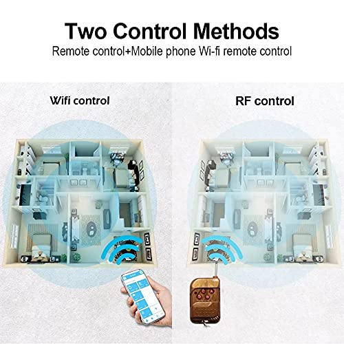 MHCOZY Updated WiFi Wireless Smart Switch Inching Self-Locking Relay Module,Set Inching Time from 0.5 Second to 1 Hour,be Applied to Access Control,DIY WiFi Garage Door Opener (1CH WiFi RF)