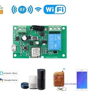 MHCOZY Updated WiFi Wireless Smart Switch Inching Self-Locking Relay Module,Set Inching Time from 0.5 Second to 1 Hour,be Applied to Access Control,DIY WiFi Garage Door Opener (1CH WiFi RF)