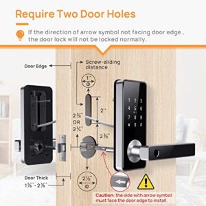 Fingerprint Door Lock Keyless Entry Door Lock Bluetooth APP Card Control Biometric Digital Door Lever Security Front Handle Works with WiFi Gateway and Alexa for Home Office by Holify (Black)