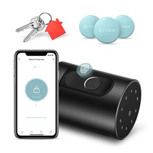 yeeuu smart door lock with fingerprint, nfc, app, code, backup keys, stylish bluetooth door knob (black, fingerprint + bluetooth)