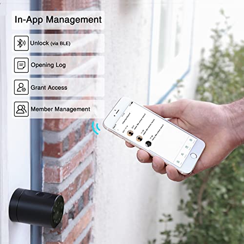 YEEUU Smart Door Lock with Fingerprint, NFC, App, Code, Backup Keys, Stylish Bluetooth Door Knob (Black, Fingerprint + Bluetooth)