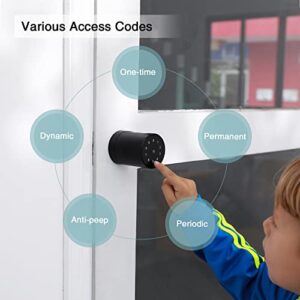 YEEUU Smart Door Lock with Fingerprint, NFC, App, Code, Backup Keys, Stylish Bluetooth Door Knob (Black, Fingerprint + Bluetooth)