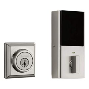 kwikset 99140-132 signature series 2nd gen square smart lock featuring smartkey security and home connect technology contemporary z-wave plus deadbolt, satin nickel