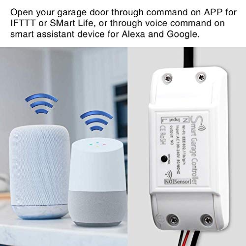 Smart WiFi Garage Door Opener Remote Controller Device Support for Alexa for Google and IFTTT Compatible with Your Smartphone (US Plug)