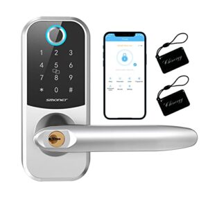 smart lock, smonet deadbolt lock with keypad, keyless entry biometric fingerprint front door locks, bluetooth electronic digital lock with reversible handle, app control, ic card for home, apartment