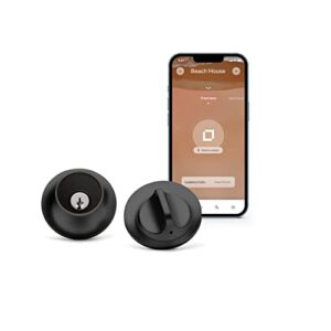 level lock smart lock touch edition – smart deadbolt for keyless entry using touch, key card or smartphone, bluetooth lock, compatible with apple homekit, matte black