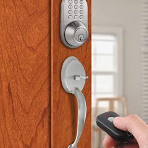 MiLocks BXF-02SN Digital Deadbolt Door Lock and Passage Handleset Combo with Keyless Entry via Remote Control and Keypad Code for Exterior Doors, Satin Nickel