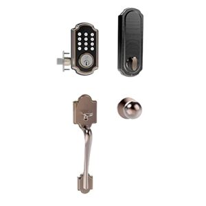 turbolock digital door lock with keypad, front door handle set with digital deadbolt & door handle, fits thicker doors up to 2” – 3 physical keys, ip65, easy installation (tl116 + tl121) (bronze)