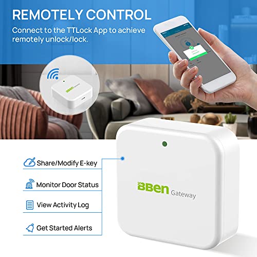 Bben Smart Door Lock WiFi Gateway, Bluetooth Keyless Entry Keypad Smart Deadbolt Wi-Fi Bridge, TTLock Smart Deadbolt WiFi Hub Work with Alexa, G2 Gateway, G2 Hub with Alexa