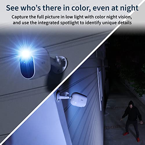 Arlo Essential Spotlight Camera - 1 Pack - Wireless Security, 1080p Video, Color Night Vision, 2 Way Audio, Wire-Free, Direct to WiFi No Hub Needed, Works with Alexa, White - VMC2030