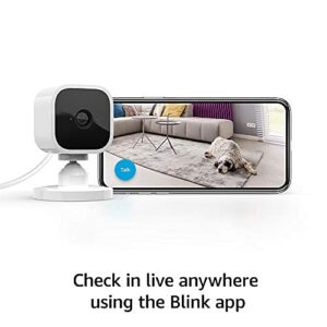Blink Mini – Compact indoor plug-in smart security camera, 1080p HD video, night vision, motion detection, two-way audio, easy set up, Works with Alexa – 2 cameras (White)