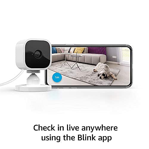 Blink Mini – Compact indoor plug-in smart security camera, 1080p HD video, night vision, motion detection, two-way audio, easy set up, Works with Alexa – 2 cameras (White)