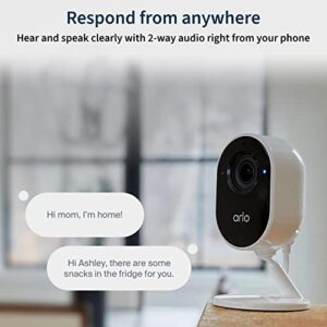 Arlo Essential Indoor Camera - 1080p Video with Privacy Shield, Plug-in, Night Vision, 2-Way Audio, Siren, Direct to WiFi No Hub Needed, Wireless Security, White - VMC2040