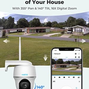 REOLINK Security Camera Wireless Outdoor, Pan Tilt Solar Powered with 2K Night Vision, 2.4/5 GHz Wi-Fi, 2-Way Talk, Works with Alexa/ Google Assistant for Home Surveillance, Argus PT w/ Solar Panel