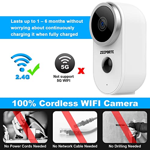 Security Camera Outdoor, 1080P HD Wireless Rechargeable Battery Powered WiFi Home Surveillance Camera with Waterproof, Night Vision, Motion Detection, 2-Way Audio and SD Storage