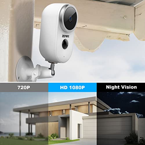 Security Camera Outdoor, 1080P HD Wireless Rechargeable Battery Powered WiFi Home Surveillance Camera with Waterproof, Night Vision, Motion Detection, 2-Way Audio and SD Storage