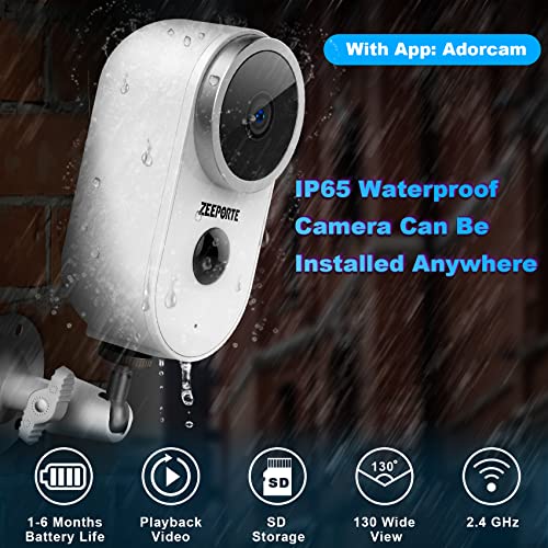 Security Camera Outdoor, 1080P HD Wireless Rechargeable Battery Powered WiFi Home Surveillance Camera with Waterproof, Night Vision, Motion Detection, 2-Way Audio and SD Storage