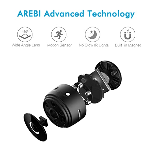 AREBI Hidden Cameras for Home Security, 1080p HD Mini Spy Camera Wi-Fi Wireless, Small Nanny Camera Indoor with Remote View, Motion Detection, Night Vision, Tiny Spy Cam A10 Plus [Original]