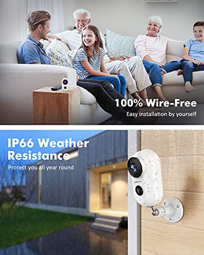 ZUMIMALL 2K Security Camera Outdoor, FHD Battery Powered Wireless Camera with Siren, Outdoor & Indoor Rechargeable Surveillance Camera for Home Security, Night Vision, Motion Detection, 2.4G WiFi