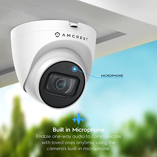 Amcrest 5MP Turret POE Camera, UltraHD Outdoor IP Camera POE with Mic/Audio, 5-Megapixel Security Surveillance Cameras, 98ft NightVision, 2.8mm Lens (103° FOV), IP67, MicroSD (256GB), (IP5M-T1179EW)