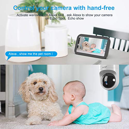 wansview Baby Monitor Camera, 1080PHD Wireless Security Camera for Home, WiFi Pet Camera for Dog and Cat, 2 Way Audio, Night Vision, Works with Alexa Q6-W