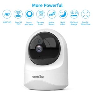 wansview Baby Monitor Camera, 1080PHD Wireless Security Camera for Home, WiFi Pet Camera for Dog and Cat, 2 Way Audio, Night Vision, Works with Alexa Q6-W