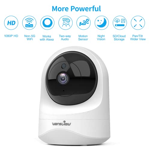 wansview Baby Monitor Camera, 1080PHD Wireless Security Camera for Home, WiFi Pet Camera for Dog and Cat, 2 Way Audio, Night Vision, Works with Alexa Q6-W