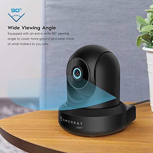 Amcrest 4MP ProHD Indoor WiFi Camera, Security IP Camera with Pan/Tilt, Two-Way Audio, Night Vision, Remote Viewing, 4-Megapixel @30FPS, Wide 90° FOV, IP4M-1041B (Black)