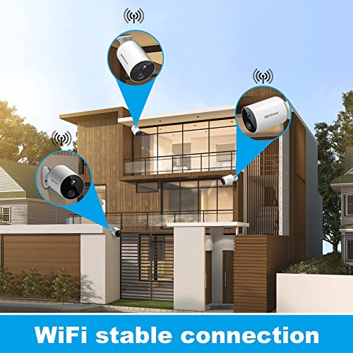 Security Cameras Wireless Outdoor - 1080p HD Night Vision WiFi Wireless Cameras for Home Security, Waterproof Surveillance Camera with Motion Detection, 2-Way Audio, Rechargeable Battery, SD Storage