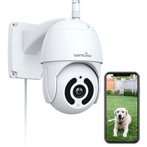 wansview security camera outdoor, 1080p pan-tilt 360° surveillance waterproof wifi camera, night vision, 2-way audio, smart siren, sd card storage& cloud storage and works with alexa w9