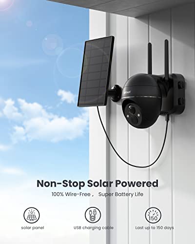 ieGeek Security Cameras Wireless Outdoor, 2K Solar Security Camera System 360° PTZ with Spotlight & Siren, 2.4Ghz Outdoor Security Cameras,Color Night Vision, Work with Alexa, PIR, 2-Way Talk, IP65