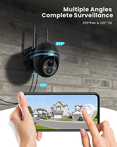 ieGeek Security Cameras Wireless Outdoor, 2K Solar Security Camera System 360° PTZ with Spotlight & Siren, 2.4Ghz Outdoor Security Cameras,Color Night Vision, Work with Alexa, PIR, 2-Way Talk, IP65
