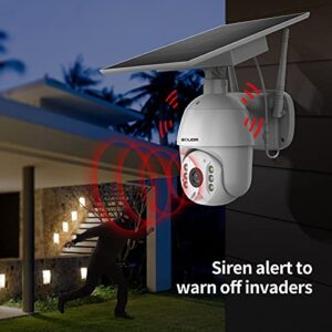 SOLIOM S600 Outdoor Home Security Camera, Wireless WiFi Pan Tilt 360° View Spotlight Solar Battery Powered System, Motion Detection and Siren, Color Night Vision, 2-Way Talk, Remote Access, Cloud/SD