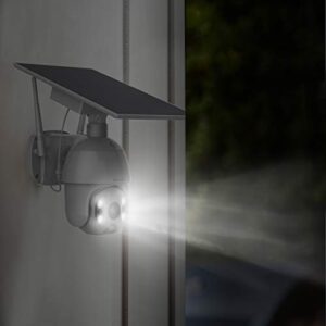 SOLIOM S600 Outdoor Home Security Camera, Wireless WiFi Pan Tilt 360° View Spotlight Solar Battery Powered System, Motion Detection and Siren, Color Night Vision, 2-Way Talk, Remote Access, Cloud/SD