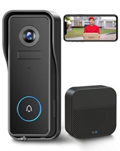 morecam wireless video doorbell camera with chime, door bell ringer wireless with camera, 2k fhd, motion detector, night vision, 2-way audio, video call, battery powered, no subscription(sd storage)