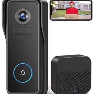 Morecam Wireless Video Doorbell Camera with Chime, Door Bell Ringer Wireless with Camera, 2K FHD, Motion Detector, Night Vision, 2-Way Audio, Video Call, Battery Powered, No Subscription(SD Storage)