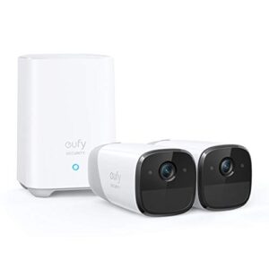 eufy security eufycam 2 wireless home security camera system, 365-day battery life, homekit compatibility, hd 1080p, ip67 weatherproof, night vision, 2-cam kit, no monthly fee