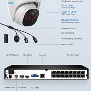 REOLINK 4K Security Camera System, RLK16-800D8, 8pcs H.265 4K PoE Security Cameras Wired with Person Vehicle Detection, 8MP/4K 16CH NVR with 4TB HDD for 24-7 Recording