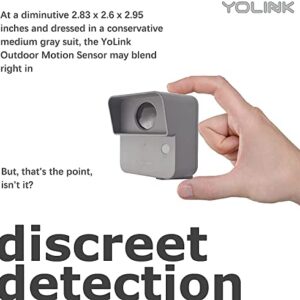 YoLink Smart Outdoor Motion Detector, Trespassing Alarm, Driveway Alert, 1/4 Mile Range LoRa-Powered Wireless Motion Sensor, App for Remote Monitoring & Alerts, Alexa, IFTTT. Hub Required!